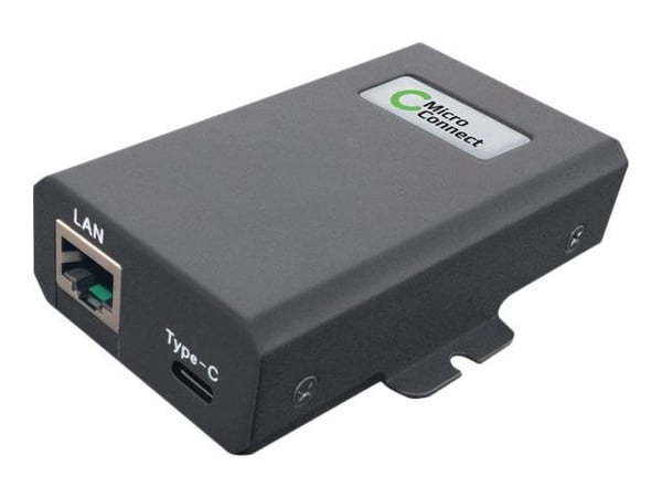 MicroConnect - PoE-fordeler (veggmonterbar) - 25 Watt - utgangskontakter: 1 - svart