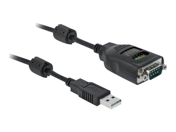 Delock USB Type-A to Serial DB9 Adapter with 9 LED RS-232 Tester - Seriell adapter - USB - RS-232 x 1 - svart