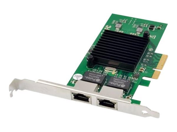 MicroConnect - Nettverksadapter - PCIe 2.0 x4 - Gigabit Ethernet x 2 - grønn, sølv