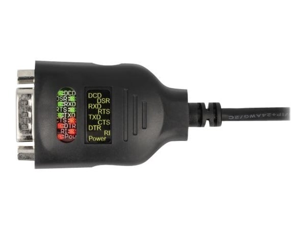 Delock USB Type-A to Serial DB9 Adapter with 9 LED RS-232 Tester - Seriell adapter - USB - RS-232 x 1 - svart