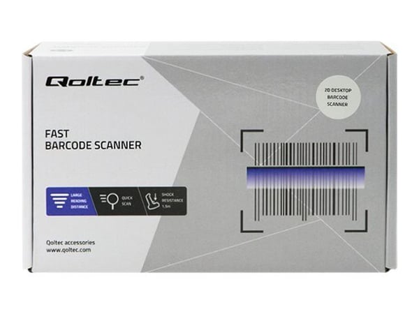 Qoltec - Strekkodeskanner - stasjonær - 2D-bildefremviser - 300 skann/sek - dekodet - USB