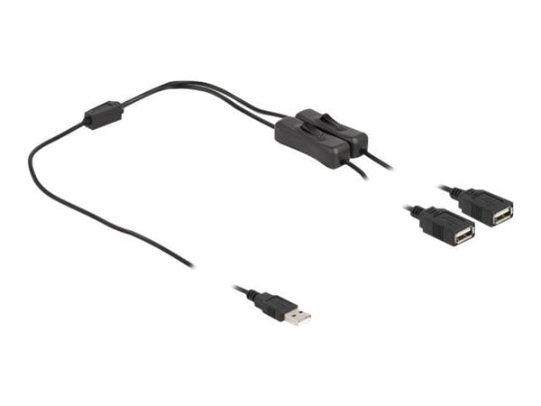 Delock - Strømsplitter - USB (hann) til USB (hunn) - 5 V - 2 A - 1 m - svart