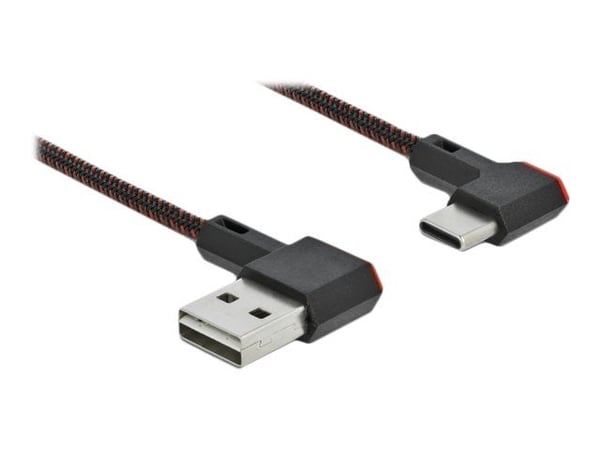 Delock Easy - USB-kabel - USB (hann) venstre/høyre-vinklet, reversibel til 24 pin USB-C (hann) venstre/høyre-vinklet, reversibel - 50 cm - svart