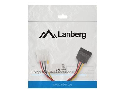 Lanberg - Strømadapter - 4-pin intern strøm (hann) til SATA-strøm (hunn) - 15 cm - svart, gul, rød