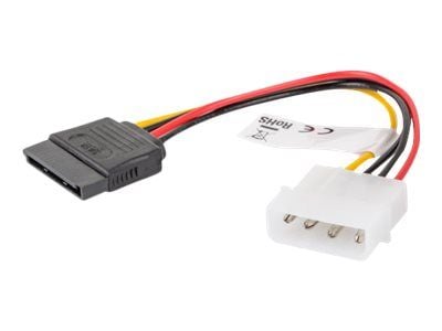 Lanberg - Strømadapter - 4-pin intern strøm (hann) til SATA-strøm (hunn) - 15 cm - svart, gul, rød