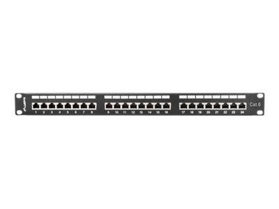 Lanberg PPS6-1024-B - Koblingspanel - CAT 6 - STP - RJ-45 X 24 - RAL 9004, svart - 1U - 19"