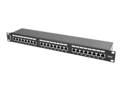 Lanberg PPS6-1024-B - Koblingspanel - CAT 6 - STP - RJ-45 X 24 - RAL 9004, svart - 1U - 19"