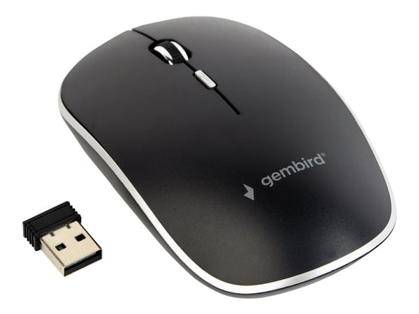 Gembird - Mus - optisk - 4 knapper - trådløs - 2.4 GHz - USB trådløs mottaker - svart
