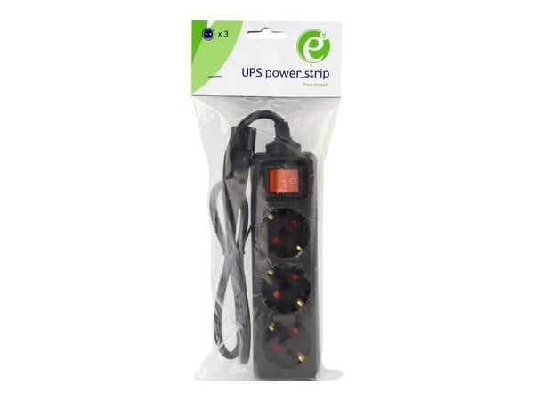 Gembird EG-PSU3-01, 0,6 m, Sisätila, Tyyppi F, Tyyppi C, Musta, 3 AC-pistorasia(a)