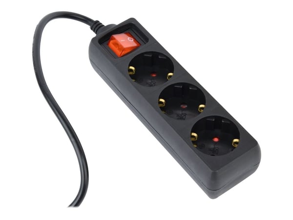 Gembird EG-PSU3-01, 0,6 m, Sisätila, Tyyppi F, Tyyppi C, Musta, 3 AC-pistorasia(a)