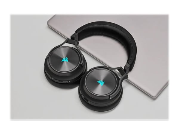 CORSAIR Gaming VIRTUOSO RGB XT - Hodesett - full størrelse - Bluetooth / 2,4 GHz radiofrekvens - trådløs, kablet - USB, 3,5 mm jakk - skifergrå