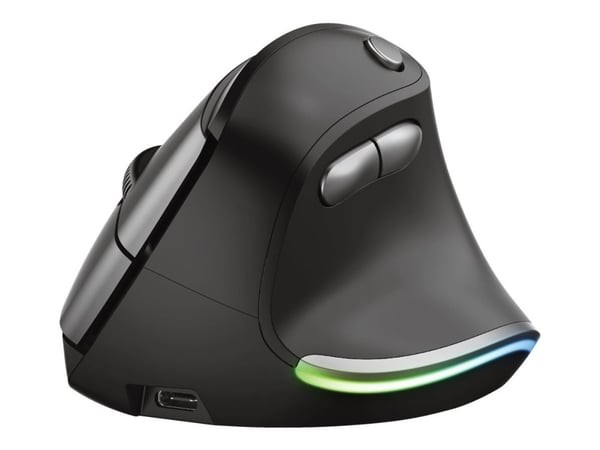 Trust Bayo - Vertikal mus - ergonomisk - högerhänt - optisk - 6 knappar - trådlös - 2,4 GHz - trådlös mottagare (USB)