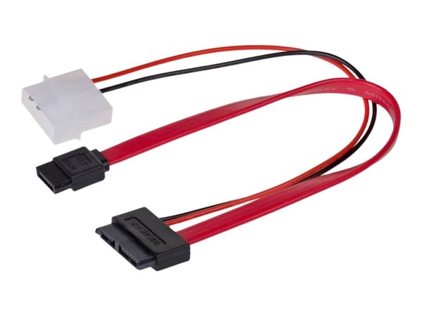 Akyga - SATA-kabel - 4 pin intern effekt, SATA till SATA-kombination (hona) - 20 cm - svart, röd