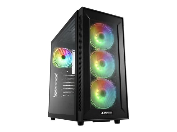 Sharkoon TG6M RGB - Tower - ATX - genomskinlig sidopanel (härdat glas) - ingen strömförsörjning - USB/ljud