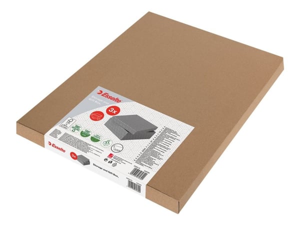 Esselte - Gaveeske - medium - 36 cm x 26.5 cm x 10 cm - grå - pakke av 3