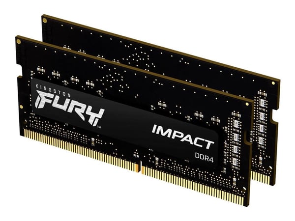 Kingston FURY Impact - DDR4 - sett - 16 GB: 2 x 8 GB - SO DIMM 260-pin - 3200 MT/s / PC4-25600 - CL20 - 1.2 V - ikke-bufret - ikke-ECC - svart