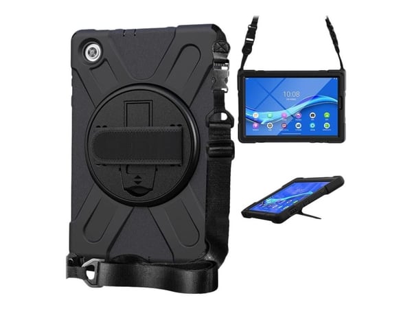 eSTUFF - Baksidedeksel for nettbrett - silikon, polykarbonat - svart - 10.1" - for Lenovo Tab M10 HD (2nd Gen) ZA6V, ZA6W, ZA72, ZA73, ZA7V, ZA7W