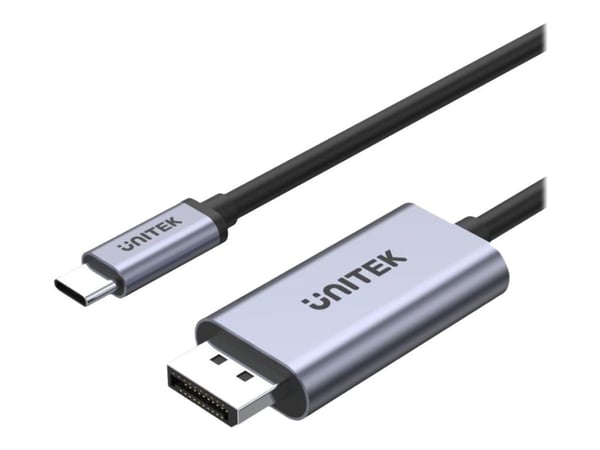 Unitek V1409A - Adapterkabel - USB-C (hann) til DisplayPort (hann) - Thunderbolt 3 - 2 m - støtte for 4K 60 Hz (3840 x 2160) - svart, romgrå