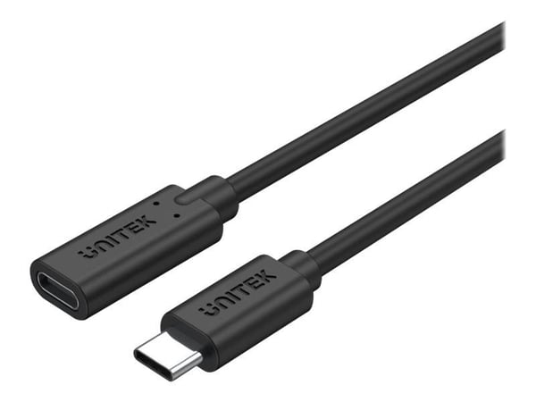 Unitek C14086BK - USB-forlengelseskabel - USB-C (hunn) til USB-C (hann) - USB 3.2 Gen 2 - 20 V - 5 A - 50 cm - flertrådet, USB Power Delivery (100 ...