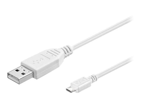 MicroConnect - USB-kabel - USB (hane) till Micro-USB Type B (hane) - USB 2.0 - 15 cm - vit