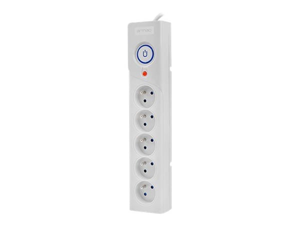Armac Z5 - Strømstødsbeskytter - AC 250 V - 2500 Watt - output-stikforbindelser: 5 - 5 m ledning - grå