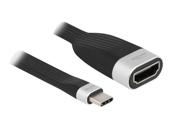 Delock - Videoadapteri - USB-C han til HDMI hun - 13,5 cm - lajittelu, sølv - 4K-tuki, USB-strøm