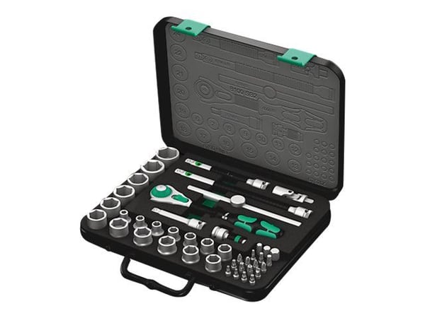 Wera 05003594001, Hylsyavainsarja, 43 kpl, Musta, Kromi, Vihreä, CE, Hylsyavaimen kahva, 3/8"