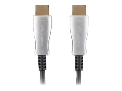 Lanberg - Premium High Speed - HDMI-kaapeli med Ethernet - HDMI han til HDMI han - 100 m - lajittelu - Aktiivinen optinen kaapeli (AOC), 4K60 Hz (3...