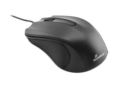MediaRange MROS210 - Mus - høyre- og venstrehåndet - optisk - 3 knapper - kablet - USB - svart