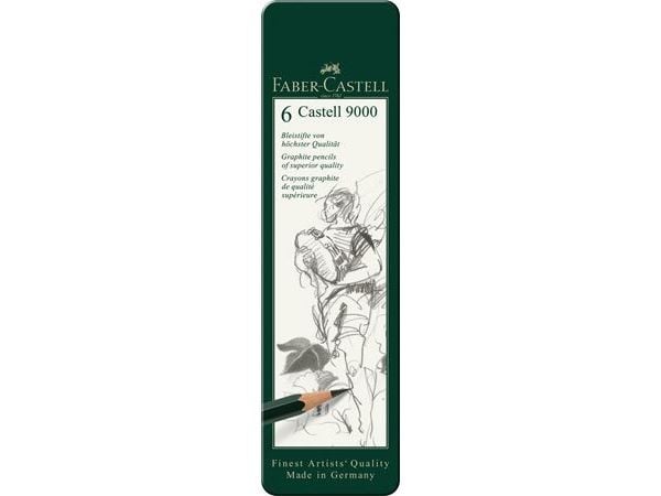 Faber-Castell 9000, Grafiittikynä, Vihreä, Puu, Musta, 6 kpl