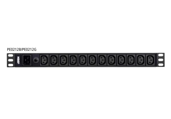ATEN Basic PDU PE0212G - Strømfordelerenhet (kan monteres i rack) - AC 100-240 V - 3840 VA - inngang: IEC 60320 C20 - utgangskontakter: 12 (12 x IE...