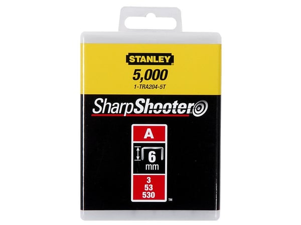 Stanley 1-TRA204-5T, Kiristin-, pultti- ja naulalajitelma, 1000 kpl, 6 mm, TR40 TR150L, Laatikko