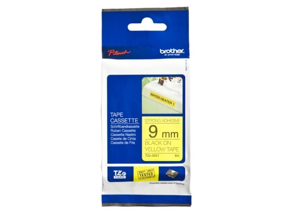 Brother TZS621 - Svart på gult - Rull (0,9 cm x 8 m) laminert teip - for P-Touch PT-1010, 1080, 1090, 1230, 1290, 18, 2100, 2110, 2430, 3600, 7100,...