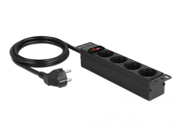 DeLOCK 66817, 4 AC-pistorasia(a), 220 - 250 V, 15 A, 3500 W, Musta, Alumiini