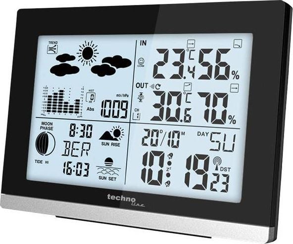 Technoline WS 6762, Svart, Inne Barometer, Inne hygrometer, Inne Termometer, Utendørs Barometer, Utendørs Fuktighetsmåler,..., Barometer, Hygromete...