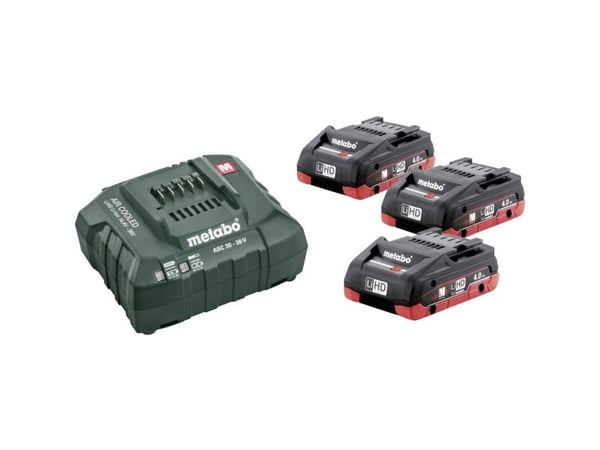 Metabo BASIC SET 3 X LIHD 4.0 AH, Batteri- og ladersett, Lithium-Ion High Density (LiHD), 4 Ah, 18 V, Metabo, 12 - 36 V
