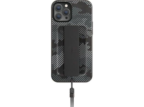 Uniq UNIQ Kotelo Heldro iPhone 12/12 Pro 6.1 tuuman musta pino / Carbon Stack antimikrobinen