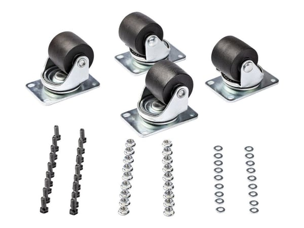 Startech Heavy Duty Casters for Server Racks/Cabinets, Set of 4 Universal M6 2-inch Swivel Caster Kit, 45x75mm Pattern, Replacement Caster Wheels f...