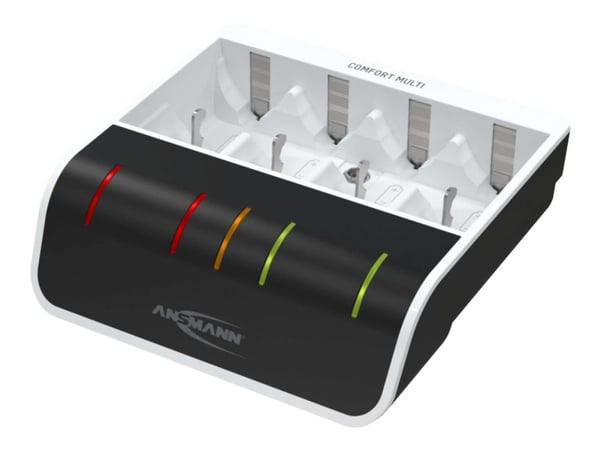 ANSMANN Comfort Multi - 1,5 t USB-batterilader - (for AA, AAA, C, D, 9V) - 800 mA - hvit, svart