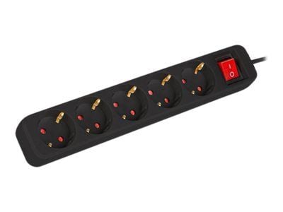 Lanberg PS1-05F-0300-BK, 3 m, 5 AC-pistorasia(a), Sisätila, Tyyppi F, Type F (CEE 7/4), IP20