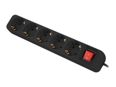 Lanberg PS1-05F-0300-BK, 3 m, 5 AC-pistorasia(a), Sisätila, Tyyppi F, Type F (CEE 7/4), IP20