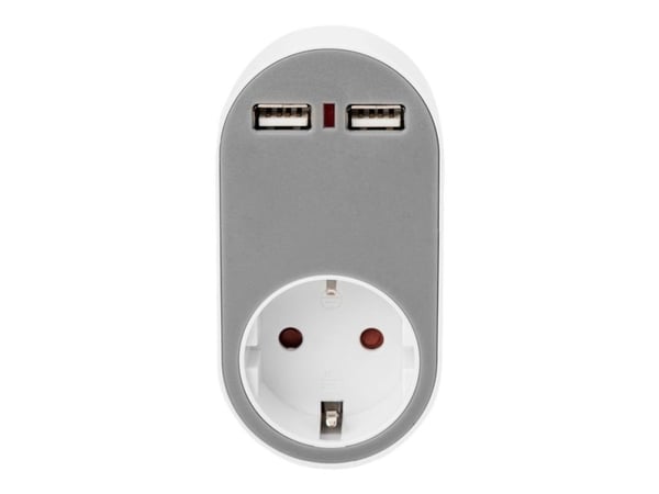 DIGITUS DA-70617 - Strømadapter - AC 250 V - 3680 watt - utgangskontakter: 2 - hvit/grå