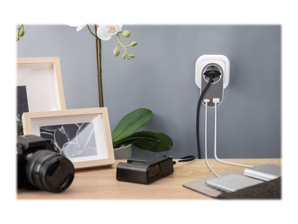 DIGITUS DA-70617 - Strømadapter - AC 250 V - 3680 watt - utgangskontakter: 2 - hvit/grå