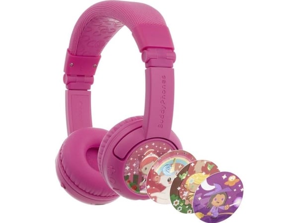 Onanoff BuddyPhones PLAY+ - Hodetelefoner med mikrofon - on-ear - Bluetooth - trådløs, kablet - rosenrosa