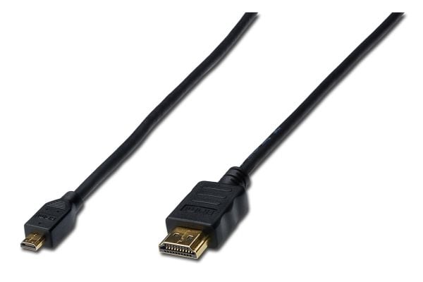 ASSMANN - HDMI-kabel med Ethernet - 19 pin micro HDMI Type D hann til HDMI hann - 1 m - trippel beskyttelse - svart