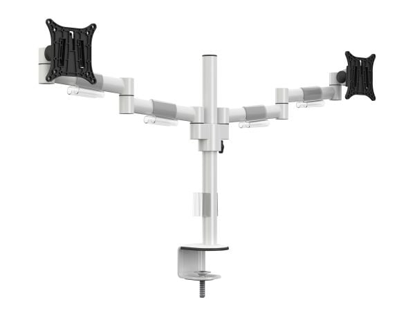 Multibrackets M VESA Deskmount Officeline Dual - Monteringssett - for 2 LCD-skjermer - stål - hvit - skjermstørrelse: 15"-30" - skrivebordsmonterbar