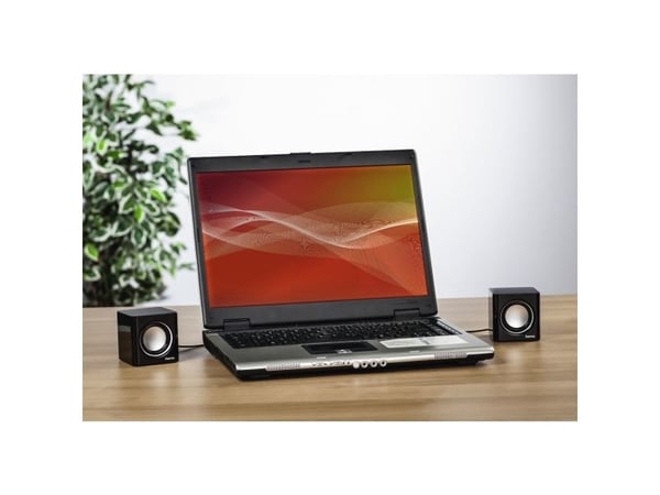 Hama Sonic Mobil 185, 2.0 kanaler, Koblet med ledninger (ikke trådløs), 3 W, 120 - 20000 Hz, 4 O, Svart, Sølv