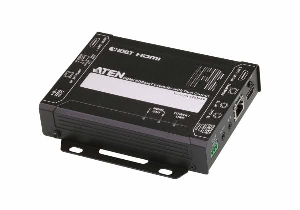 ATEN VE814A HDMI HDBaseT Extender with Dual Output - Sender og mottaker - video/lyd/infrarød/seriell-utvider - HDBaseT - 2 porter - opp til 150 m
