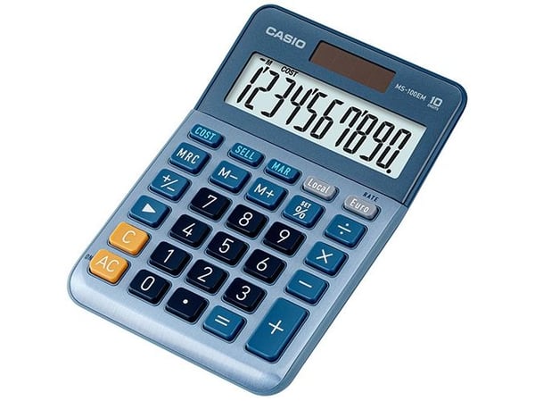 Bordregner Casio MS-100EM, blå, 10 cifre