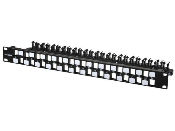 Lanview - Koblingspanel - rackmonterbar - CAT 5e/6/6a - UTP - RJ-45 X 24 - svart - 1U - 19"